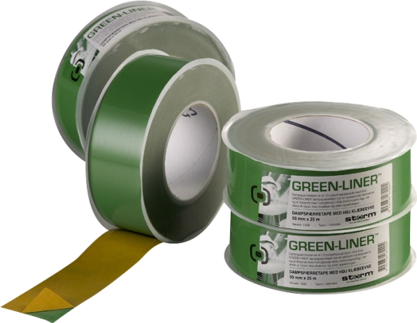 Dampsprretape Green-Liner, 50 mm bred, 25 meter lang, grn (fleksibel) - 25 meter