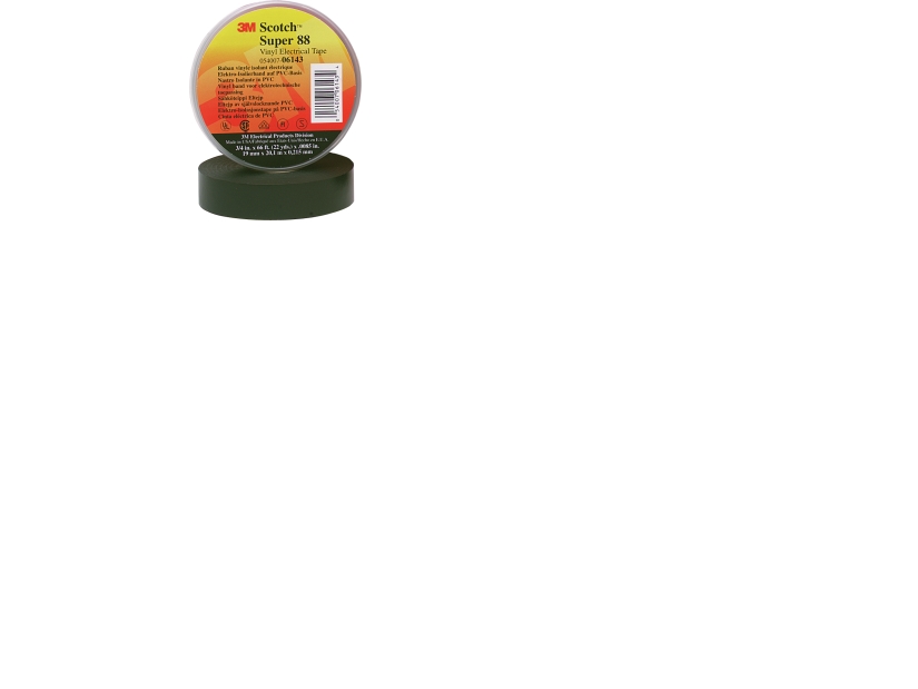 Scotch® Super 88 vinyl tape sort 38mmx13mx0,22mm. Anvendes til at isolere ledninger mod alle vejrforhold
