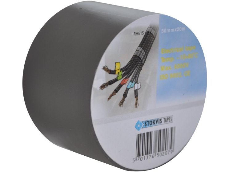 Stokvis PVC tape 25mmx20m - Grå, isoleringstape m/kraftig klæber t/høj & lav temperatur