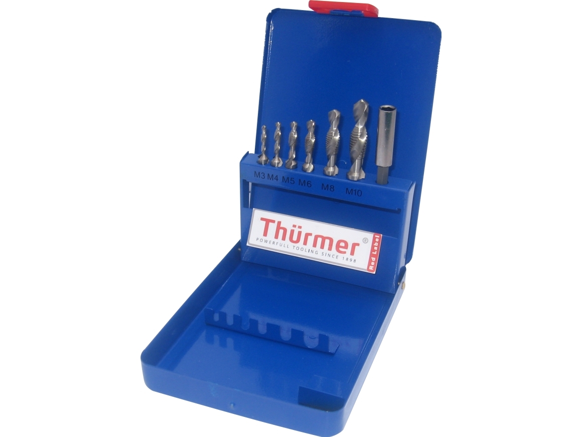 THÜRMER TOOLS Kombinationssnittappe sæt boring, gevind, afgrater i et fra M3 til M10