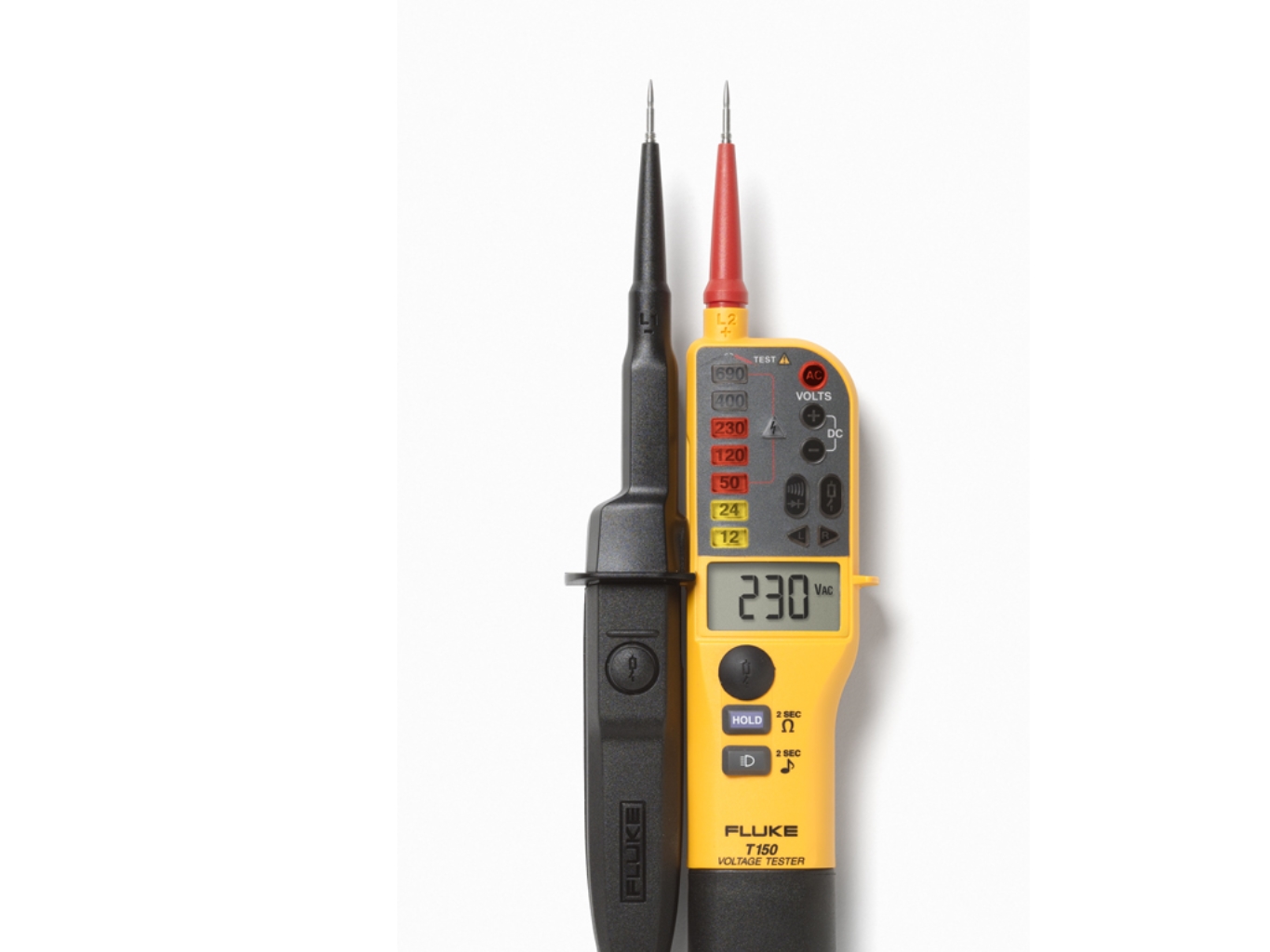 Fluke Schwarz T150 Zweipoliger Spannungsprüfer Cat Iii 690 V, Cat Iv 600 V Akustik, Lcd, Led, Vibration - Image 4