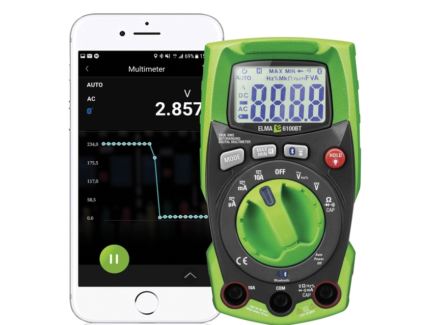 Elma Instruments Elma 6100BT IP65 sand RMS Multimeter med Bluetooth Gratis APP og indbygget kraftig LED lommelygte