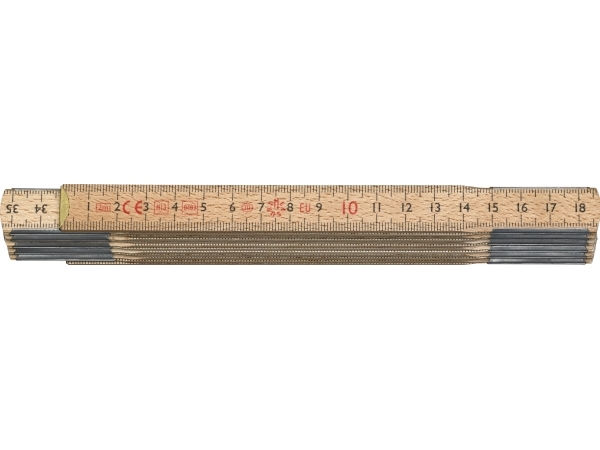 Träduk M-2-12, 2 meter, 12 leder, med millimeter på båda sidor