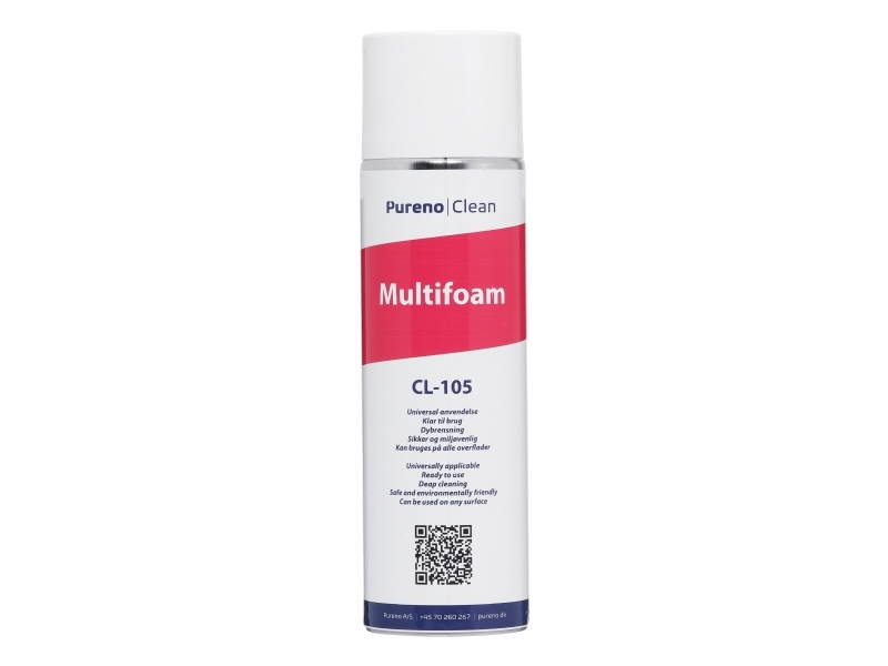 PURENO Multifoam Skum rensning til alle typer overflader , såsom spejle, glas, plast, displayskærme, keramik, stof, læder, m.m.