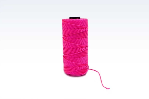 Mursnor 6/8 3-slået i pink nylon 100g 1,2mmx120m. Brudstyrke 50kg