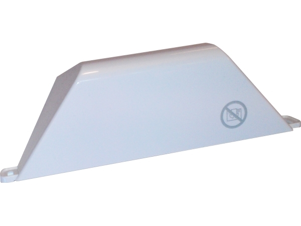 Plastdæksel over termostat og kontrolenhed på elradiator type Dimplex og Nobø.