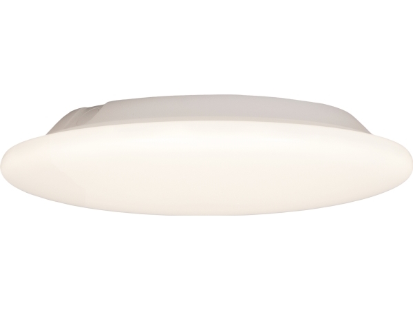 LED-Plafond Moon Slim 255, 3000 K eller 4000 K via DIP-switch. 1180 lm, Ra80, 3SDCM, 12 W, IP44, 230 V. For-/bagkantsdæmpning