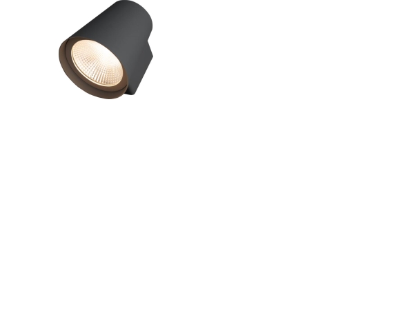 Vægarmatur Cone XL antracit 3000K, 2020lm, 45° spredningsvinkel. IP65, IK10, 25W. Separat bagstykke, integreret driver.