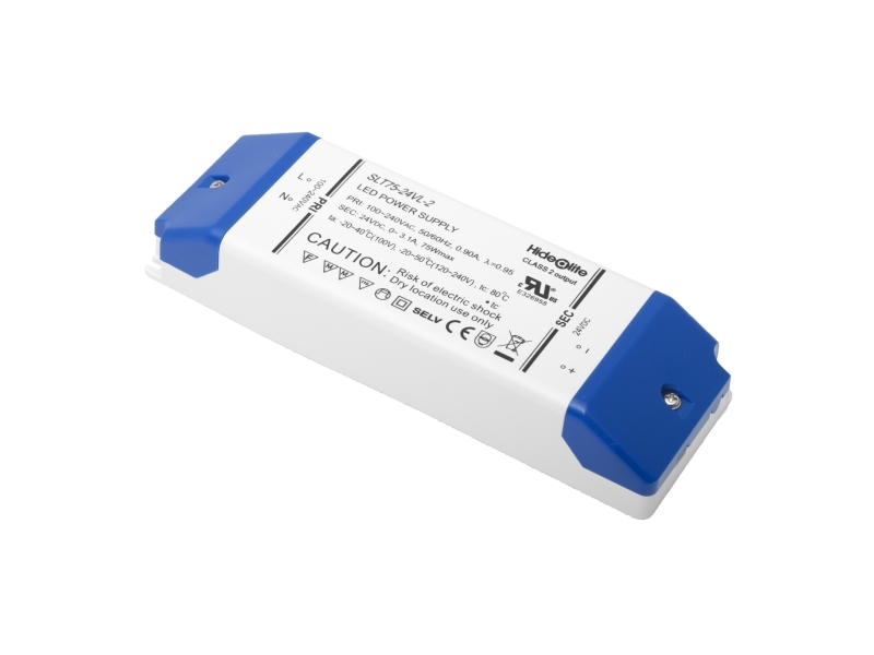 SLT LED trafo 0-75W / 24V DC Beskyttelse mod kortslutning, overbelastning / termisk beskyttelse, automatisk genstart
