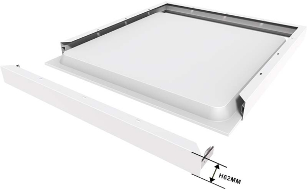 PÅBYGNINGSRAMME FOR LED FLAD PANEL 598x598x62mm., HVID RAL9016 - Kit som samlesæt. Enkel samling og montage.