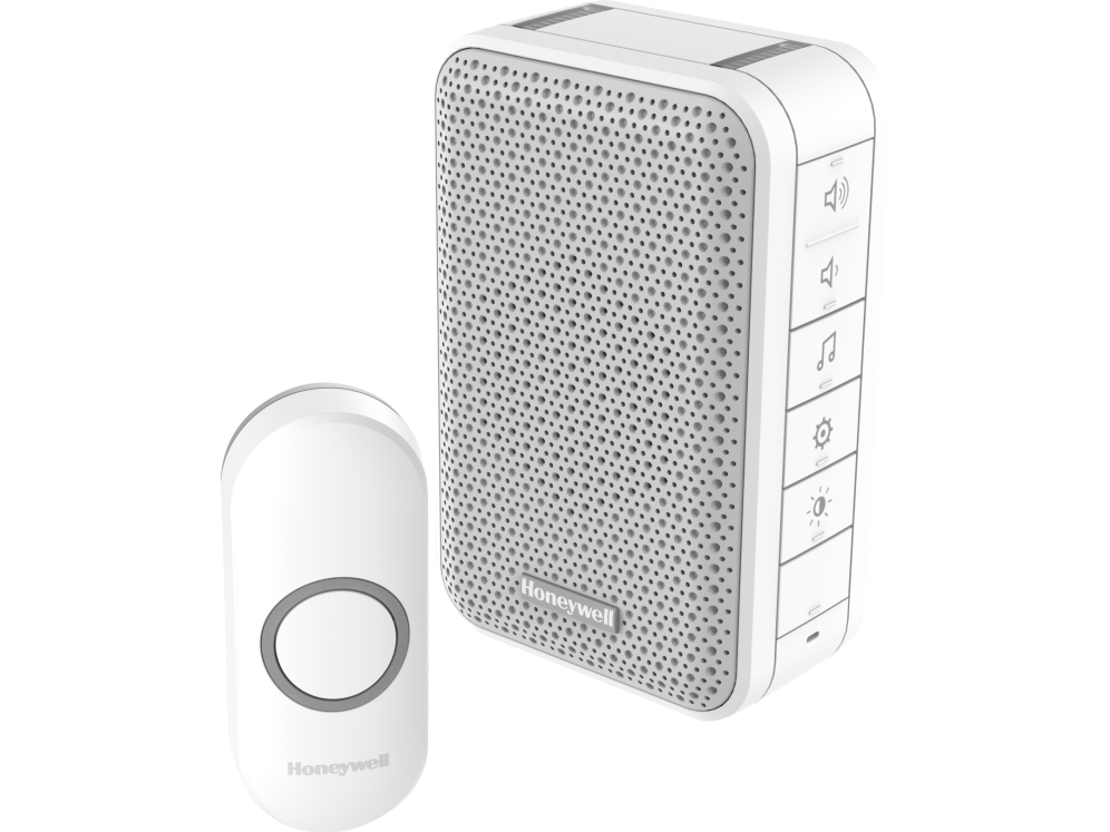 Honeywell Trådløs Ringeklokke med trykknap, LED 150 meter, 6 melodier, hvid, DC313N