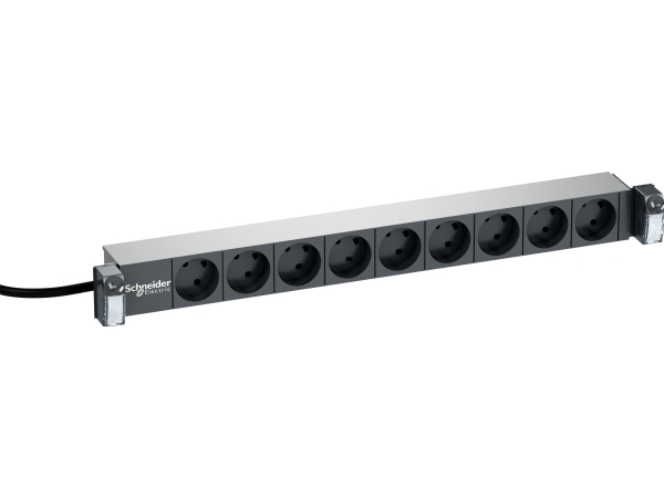Actassi Powerpanel 9-Stik M/J 1HE M/Afbryder Koksgrå