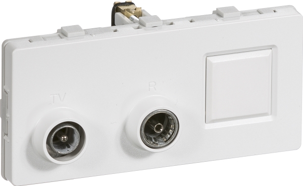 LK FUGA - Antenne/dataudtags slutdse til TV, FM radio og Actassi RJ45 konnektor el.lign. (TD301), 2 modul, hvid