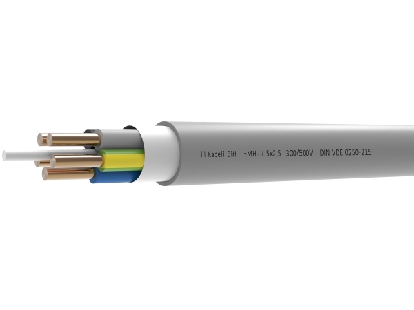 TT CABLES Installationskabel let, halogenfri 5G2,5 mm² grå 300/500V tromle 500 meter, kabeldiameter 10,4 mm - (500 meter)