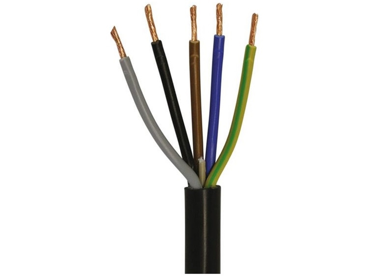 Tilledning rund, pvc 5G1,5 mm² PKAJ sort 300/500V ring, kabeldiameter 11,6 mm - (100 meter)