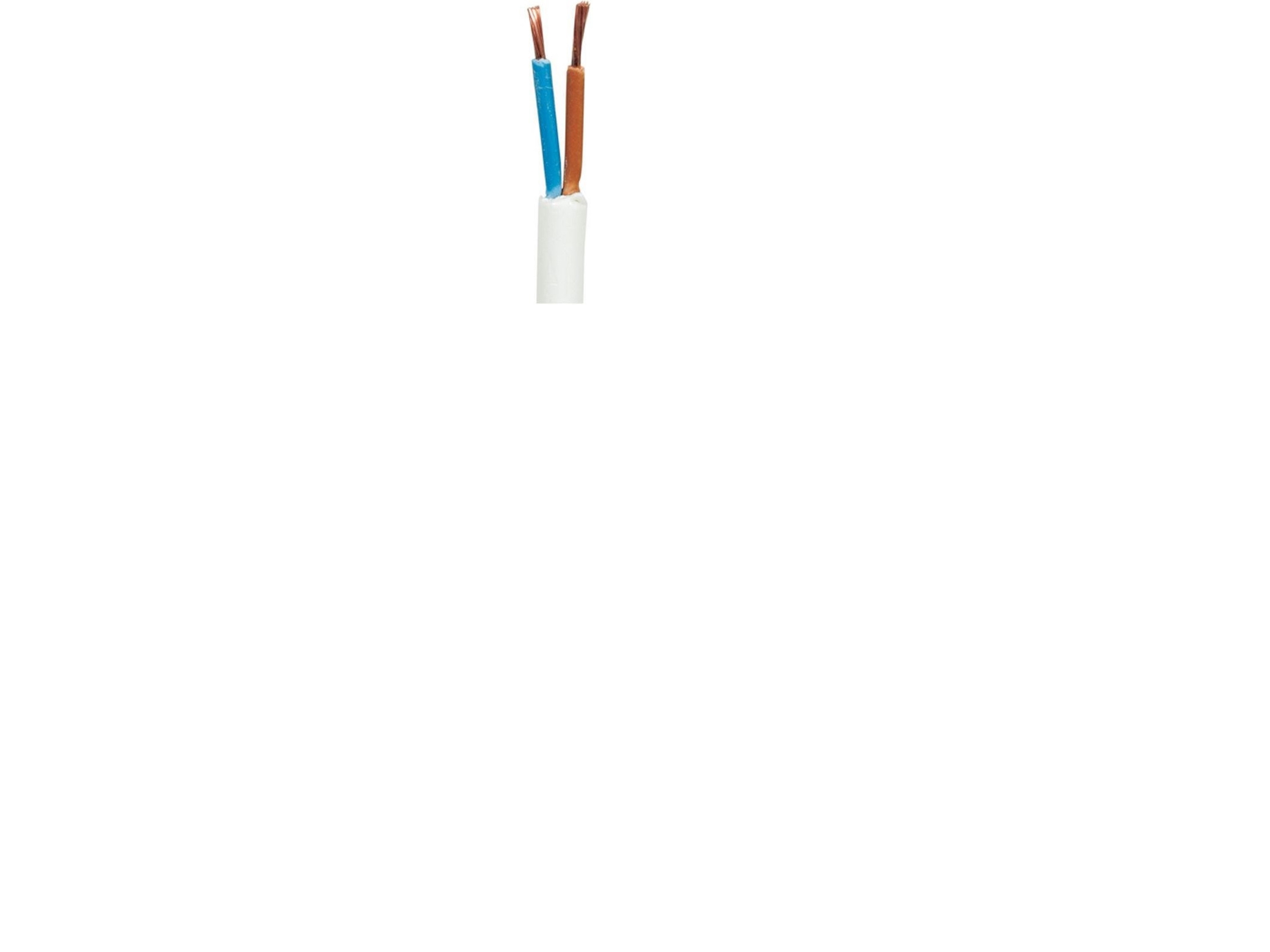 Tilledning rund, pvc 2x1,5 mm² PKA hvid 300/500V ring, kabeldiameter 8,6 mm - (100 meter)