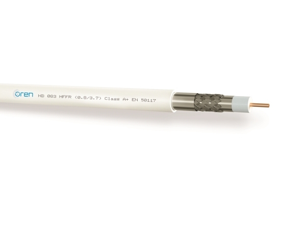 DKT 0.80/3.60/5.5mm, 25.7dB v/1000MHz Coaxkabel, hvid, træspole - (100 meter)