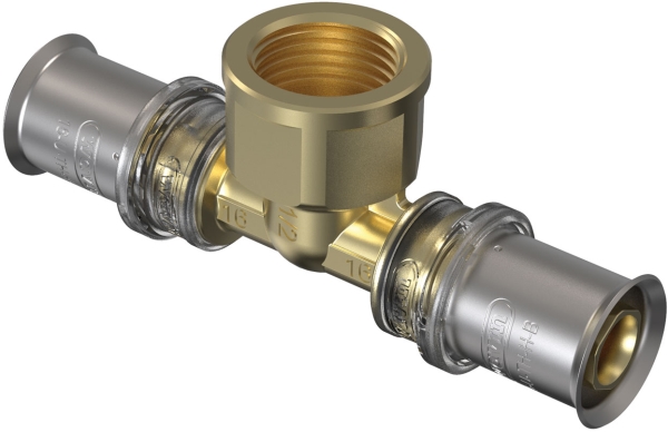 Wavin Tigris M5 t-stykke med muffe 20 mm x 1/2'' x 20 mm. DZR messing. Til U, UP, H, B , TH bakker