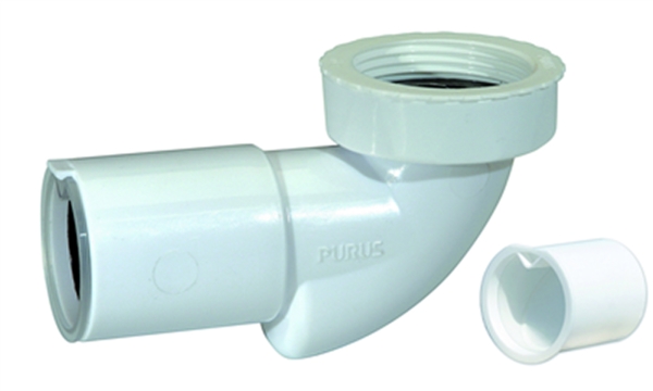 Purus PUM bundventil-vinkel 40 mm X 1.1/4-1.1/2 med lugtspærre