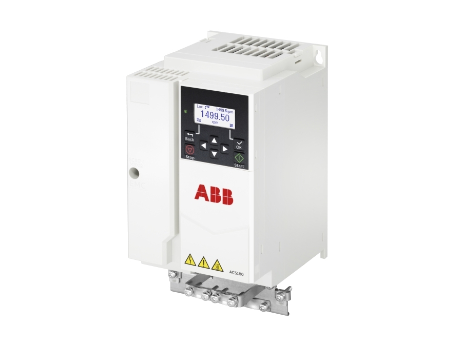 ABB Frekvensomformer ACS180 3x380…480V, 5,5kW, 12,6A, IP20, integreret STO og EMC-filter C3, IE2, n: 97,7%