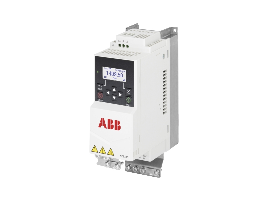 ABB Frekvensomformer ACS180 1x208…240V, 0,75kW, 4,8A, IP20, integreret STO og EMC-filter C2/C3, n: 98%