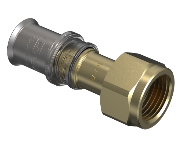 Wavin Tigris M5 overgang med omløber 20 mm x 3/4''. DZR messing. Til U, UP, H, B , TH bakker
