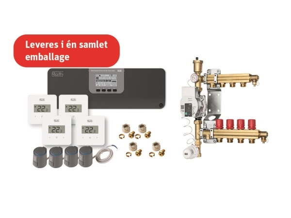 Roth Grab and Go gulvvarmepakke til 4 rum 230V med TouchLine styring & 15-60 cirkulationspumpe