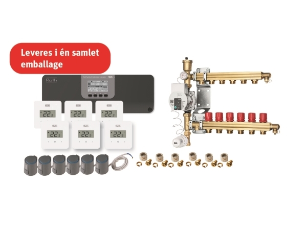 Roth Grab and Go gulvvarmepakke til 6 rum 230V med TouchLine styring & 15-60 cirkulationspumpe