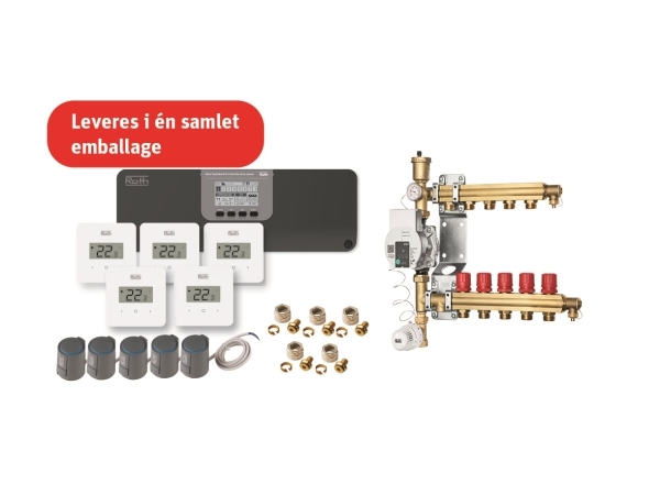 Roth Grab and Go gulvvarmepakke til 5 rum 230V med TouchLine styring & 15-60 cirkulationspumpe