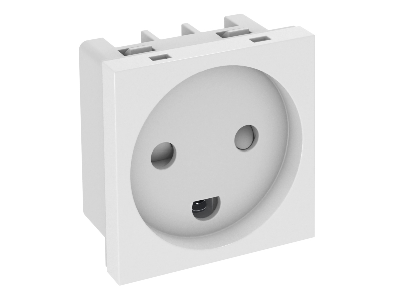 OBO Stikdåse enkelt 0° iht. dansk standard, ekstra berøringsbeskyttelse, med skrueklemmer, 2-polet, 16 A 250 V