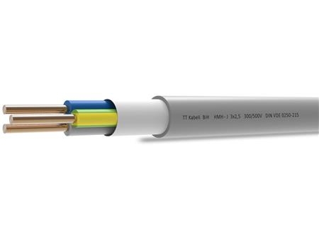 Installationskabel let, halogenfri 3G2,5 mm² grå 300/500V tromle 125 meter, kabeldiameter 7,7 mm - (125 meter)