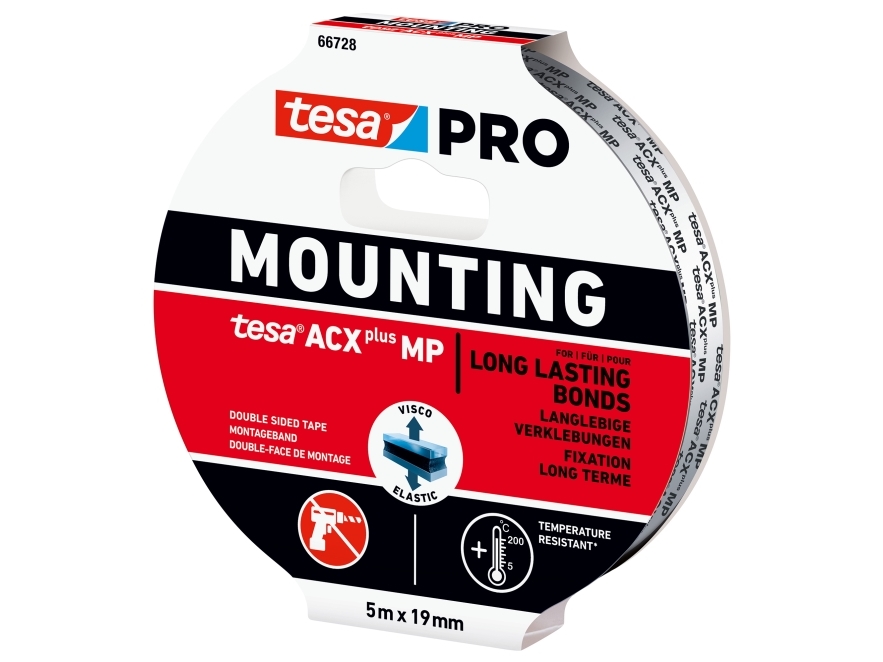tesa Mounting PRO ACX+ 66728-00001-00 Monteringsbånd Sort (L x B) 5 m x 19 mm 1 stk