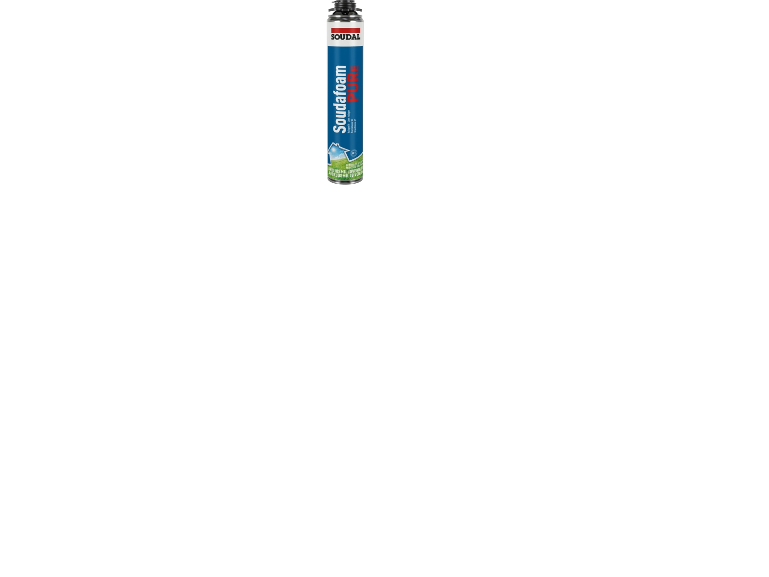 SOUDAL Soudafoam PURe er et enkomponent, ekspanderende halogen-fir polyurethan skum, med mindre end 0.1% isocynat.