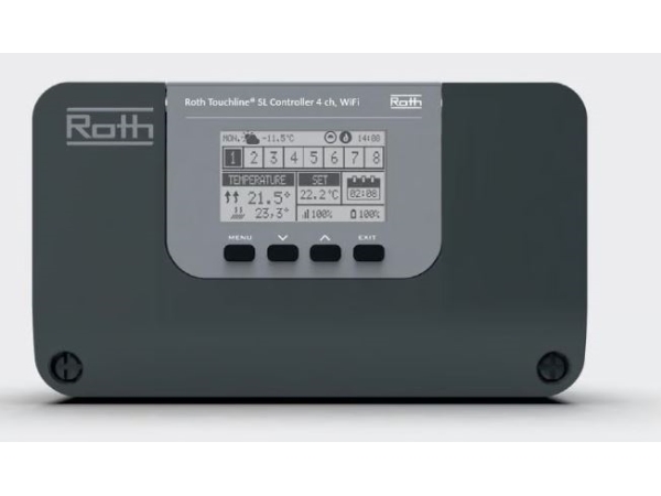 Roth Touchline® SL kontrolenhed 4, WiFi. Enhed for 4 rum med gulvvvarme og 4 rum med radiatorer