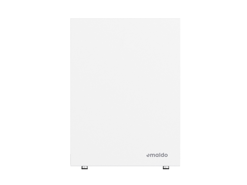 Emaldo Power Pulse kabinet med plads til inverter og 5.12 kWh batteri. Plug-n-play tilslutning af inverter og batterier med SlideON™