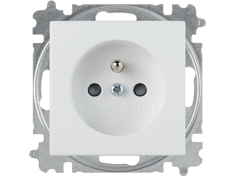 ABB-basic55 PIN-stikkontakt, mat hvid, 16A, 1 modul, leveres inklusive afdækning med pillesikring