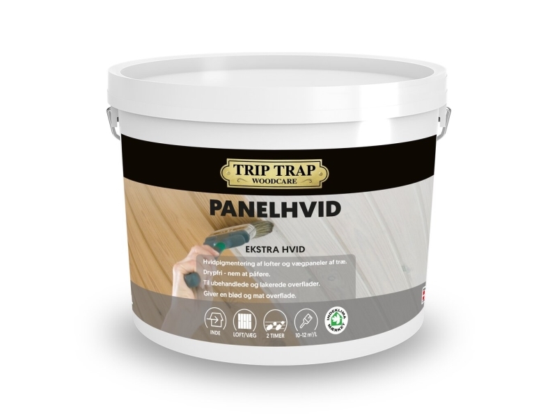 Trip Trap Panelhvid 4,0L er et vandbaseret indeklimacertificeret produk