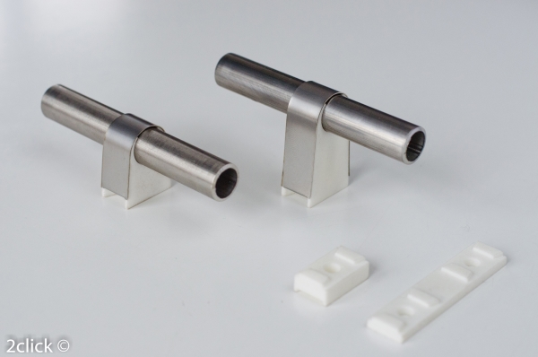 afstandsstykke 2CLICK ø15mm Parallel monterings plade. Til ø15mm rør.