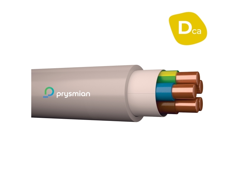 PRYSMIAN Installationskabel let, halogenfri 5G2,5 mm² lysegrå 300/500V ring 100 m kabeldiameter 10 mm, CPR klasse Dca, s2, d2, a1 - (100 meter)