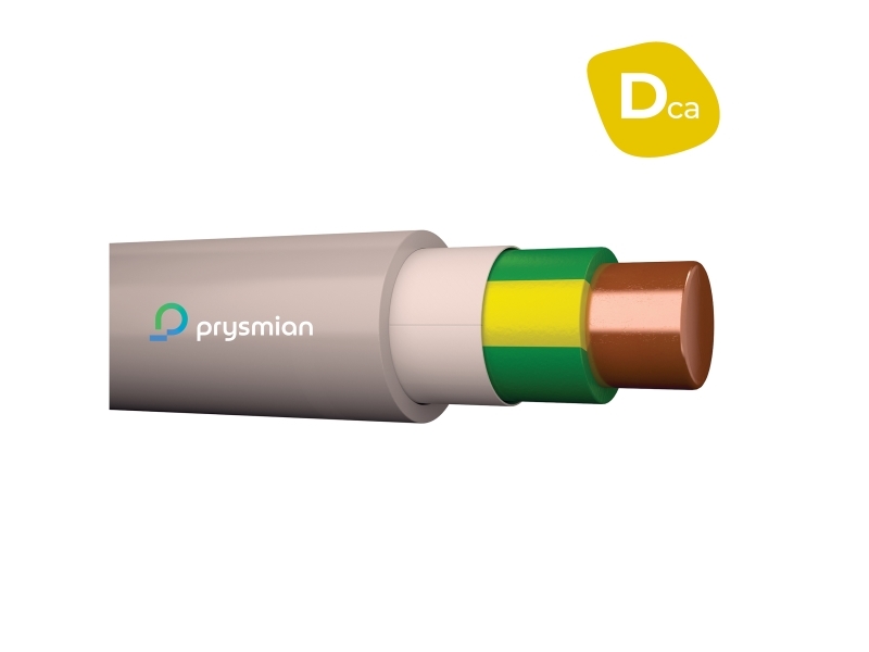 PRYSMIAN Installationskabel let, halogenfri 1G2,5 mm² lysegrå 300/500V ring 100 m kabeldiameter 6 mm, CPR klasse Dca, s2, d2, a1 - (100 meter)