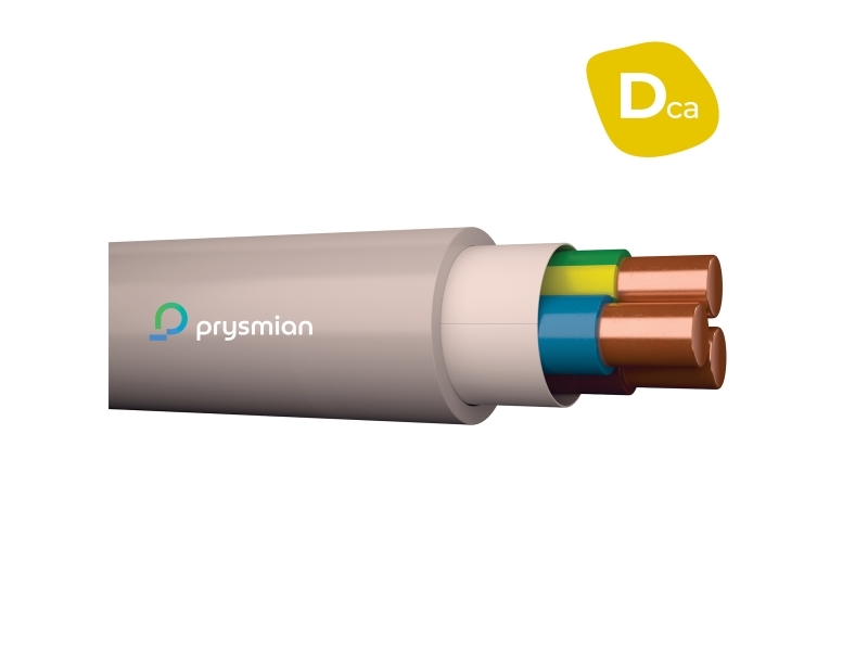 PRYSMIAN Installationskabel let, halogenfri 3G2,5 mm² lysegrå 300/500V ring 100 m kabeldiameter 9 mm, CPR klasse Dca, s2, d2, a1 - (100 meter)