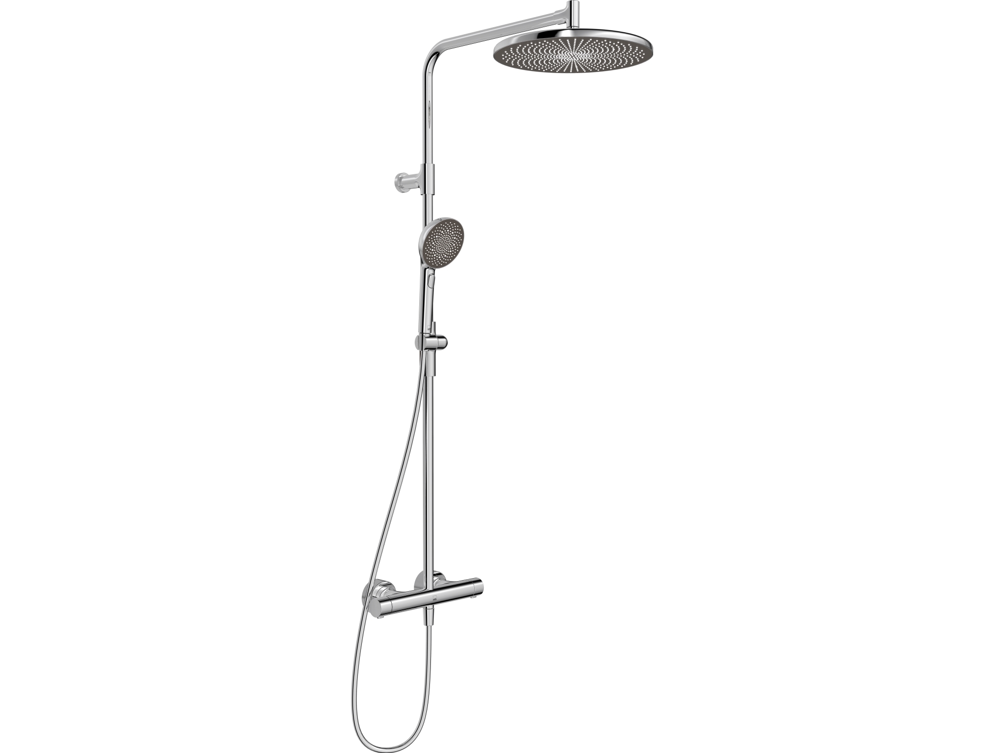 Oras Aurelia brusesystem med Ø300 mm hovedbruser og Ø110 mm håndbruser med 3 sprayfunktioner
