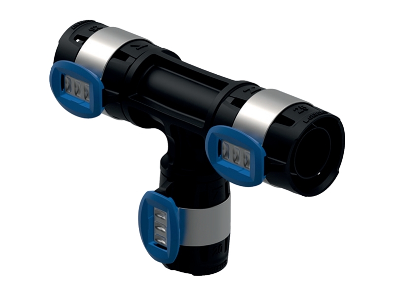 Geberit FlowFit T-stykke reduceret: Materiale=PPSU, d=32mm, d1=20mm, d2=32mm