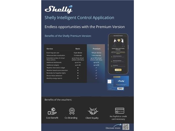 Shelly Cloud Premium 1-Jahres-Gutschein - Für Die Shelly Smart Control App