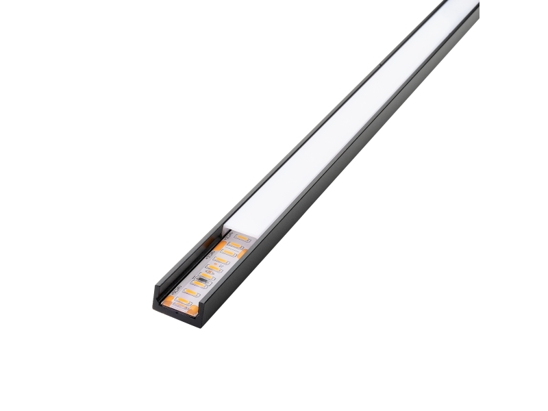 StripLine 1,8m, sort profil, pbygget slim - SG Armaturen