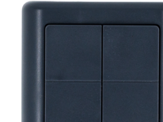 Shelly BLU Wall Switch 4 ZB DK, Bluetooth + Zigbee batteritryk til LK FUGA, koksgr
