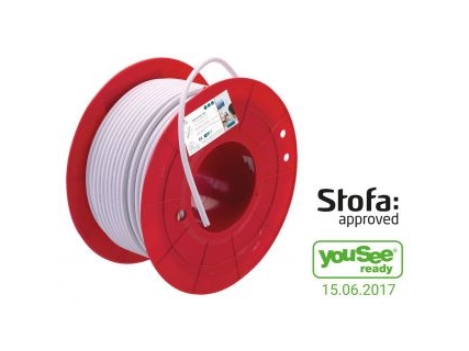 TRIAX Antennekabel KOKA 550, hvid, Ø 1.13/4.80/6.9mm, 19.2dB v/1000MHz, LSZH, Cca, 3-skærmet. YouSee/Stofa godkendt, 100m plastspole - (100 meter)