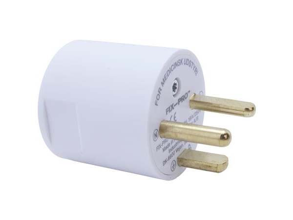 FIX-PRO Hospitalsstik 2-polet med jordet rund vinkel. 16A/250V. Til ledning Ø2,5-10,5mm. kun til specielt hospitalsstik (æske 10 stk) hvid