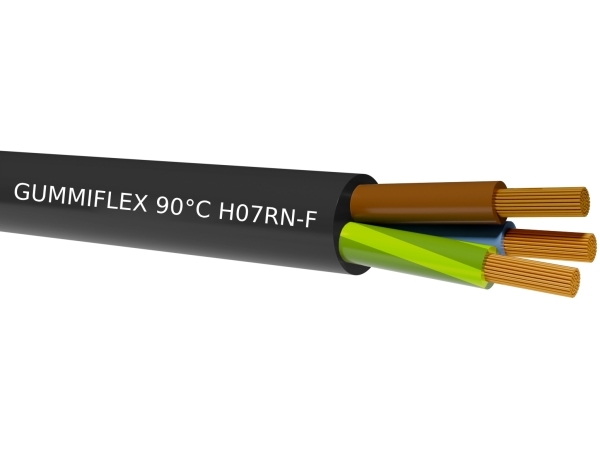 Gummikabel3G2,5 mm² H07RN-F sort 450/750Vring, kabeldiameter 11,1 mm - (50 meter)