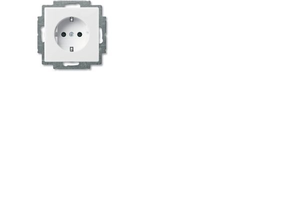 ABB-basic55 Schuko-stikkontakt, blank hvid, 16A, 1 modul, afdækning med pillesikring medfølger